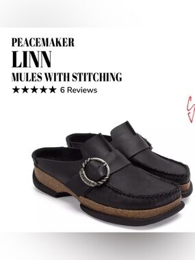 Fluevog LIKE NEW Peacemaker Linn black leather/cork mule clog- 10 (fits 10.5)